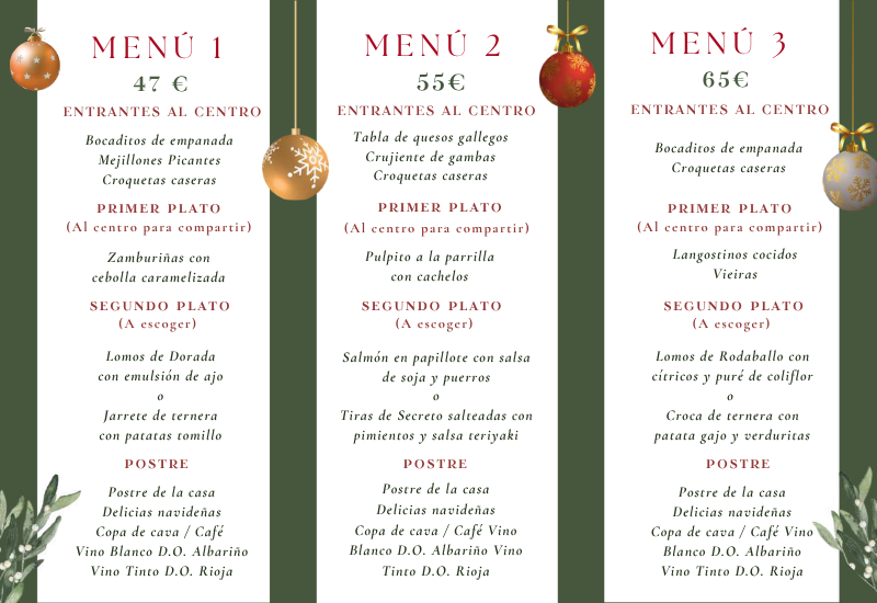 Menús de Cenas de Navidad en Santiago de Compostela